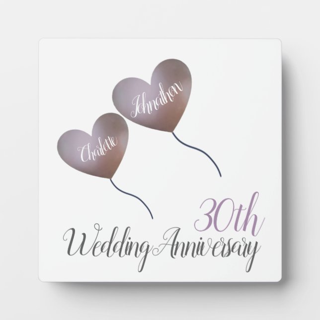 30th pearl wedding anniversary gift Plaque (Front)