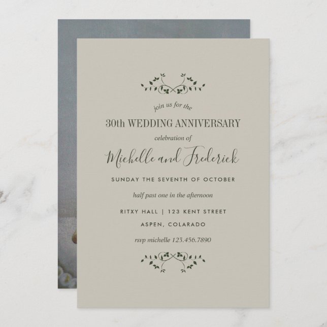 30th Pearl Wedding Anniversary Invitation (Front/Back)