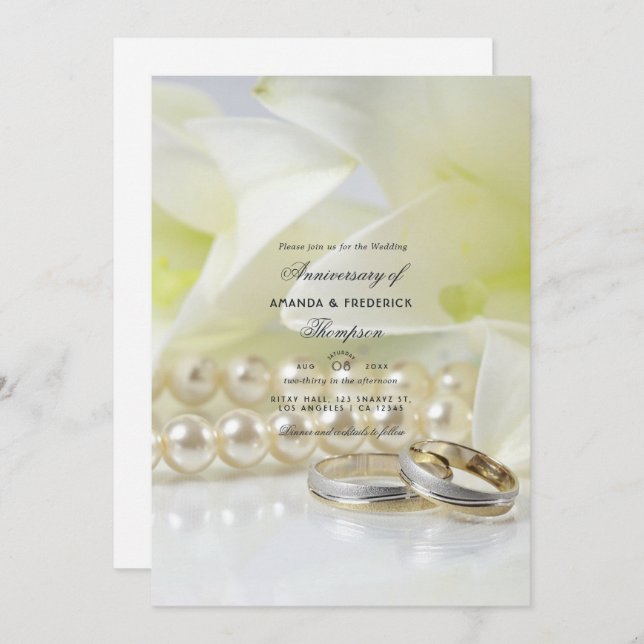 30th Pearl Wedding Anniversary Photo Invitation (Front/Back)