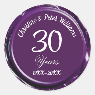30th Pearl Wedding Mauve Purple Wax Seal Sticker
