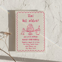 30th Pink Hand Drawn Champagne Cake Birthday Party