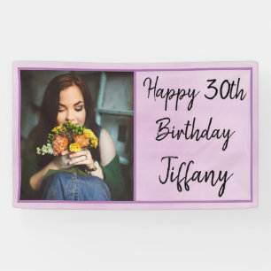 30th Purple Photo Happy Birthday Banner