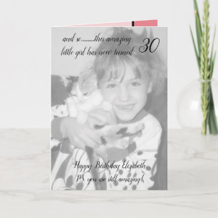 30th still amazing pink birthday photo card