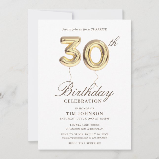 30th Surprise Birthday Party Invitation (Front)