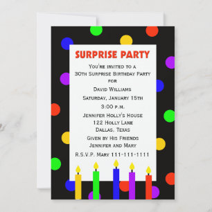 30th Surprise Birthday Party Invitation Dots