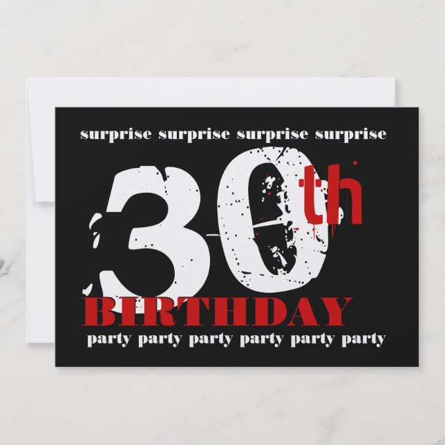 30th SURPRISE Birthday Party Invitation Template (Front)