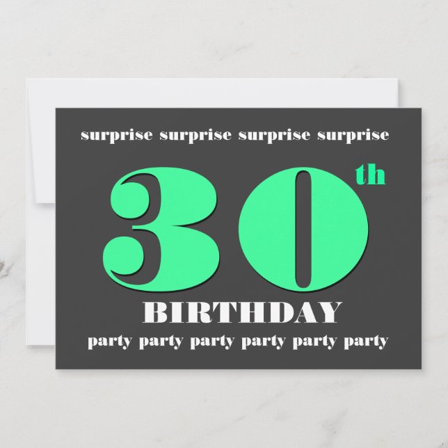 30th SURPRISE Birthday Party Invite - Lime & Grey (Front)
