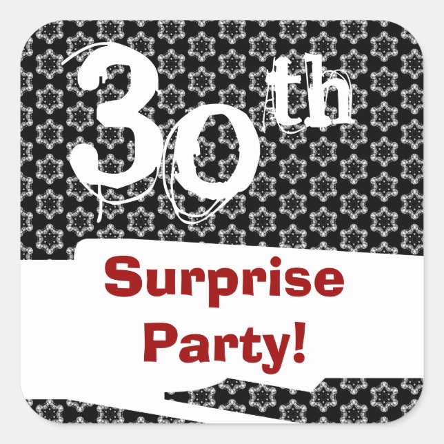 30th SURPRISE Birthday Red White Black W1979 Square Sticker (Front)