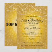 30th Surprise Party Gold Bokeh String Lights