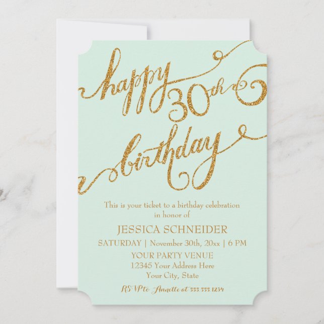 30th, Thirtieth Birthday Party Ticket Celebration Invitation (Front)