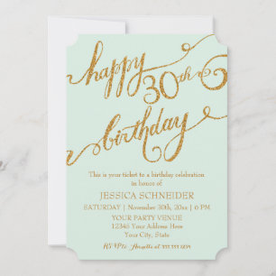 30th, Thirtieth Birthday Party Ticket Celebration Invitation