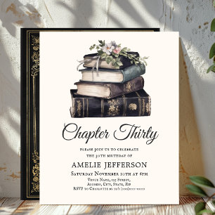 30th Vintage Victorian Book Birthday Invitation