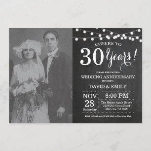 30th Wedding Anniversary Chalkboard Photo Invitation