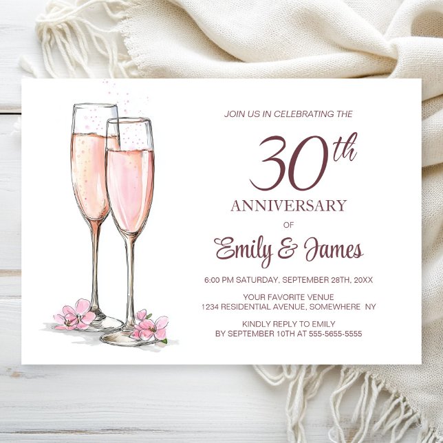 30th Wedding Anniversary Champagne Invitation (Creator Uploaded)