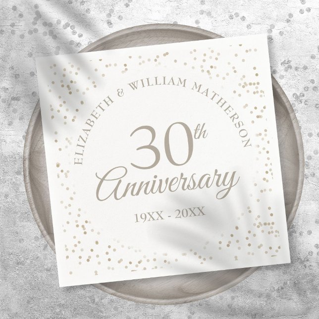 30th Wedding Anniversary Chic Pearl Confetti Napkin (30th Wedding Anniversary Chic Pearl Confetti Napkins)