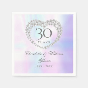 30th Wedding Anniversary Chic Pearl Heart Napkin