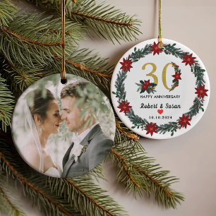 30th Wedding Anniversary Christmas Gifts  Ornament