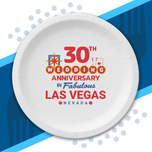 30th Wedding Anniversary Couples Las Vegas Trip Paper Plate