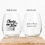 30th Wedding Anniversary Elegant Celebration Stemless Wine Glass<br><div class="desc">Introducing the perfect anniversary gift or party favour, our personalised stemless wine glass! Celebrate your special day with this elegant and sophisticated glass that will surely impress your loved one. This stemless wine glass is perfect for sipping on your favourite wine during a romantic evening or while reminiscing on your...</div>
