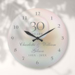 30th Wedding Anniversary Elegant Pearl  Large Clock<br><div class="desc">Featuring a beautiful pearl,  this chic 30th wedding anniversary clock can be personalised with your special pearl anniversary information on a pearl background. Designed by Thisisnotme©</div>