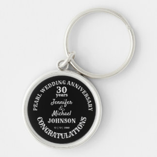 30th Wedding Anniversary gift. Editable name/date Key Ring