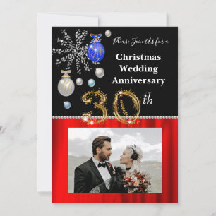 30th Wedding Anniversary & Gold Festive Holiday Invitation
