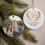 30th Wedding Anniversary Gold Hearts Couple Photo  Ornament<br><div class="desc">30th Wedding Anniversary Gold Couple Photo Ornament</div>