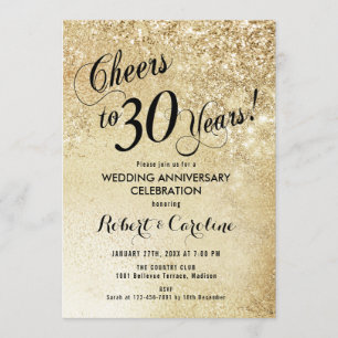 30th Wedding Anniversary Gold Invitation