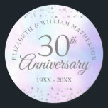 30th Wedding Anniversary Hearts Confetti Pearl Classic Round Sticker<br><div class="desc">Designed to coordinate with our 30th Anniversary Hearts Confetti Pearl collection. Featuring delicate hearts confetti. Personalise with your special thirty years pearl anniversary information in chic typography on a pearl background. Designed by Thisisnotme©</div>