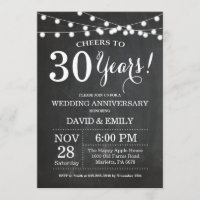30th Wedding Anniversary Invitation Chalkboard