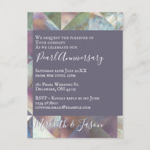 30th Wedding Anniversary Modern Pearl Invitation Postcard