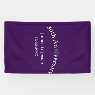 30th wedding anniversary name date purple simple banner