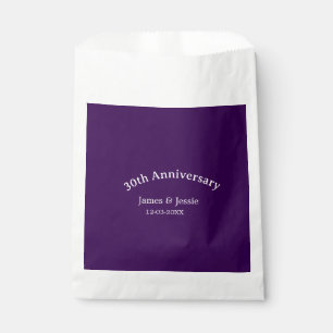 30th wedding anniversary name date purple simple  favour bags