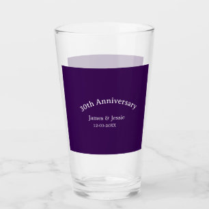 30th wedding anniversary name date purple simple  glass