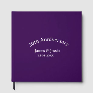 30th wedding anniversary name date purple simple guest book