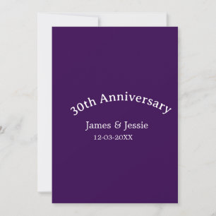30th wedding anniversary name date purple simple invitation