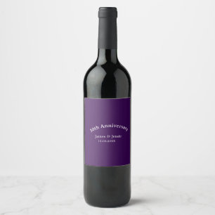 30th wedding anniversary name date purple simple  wine label