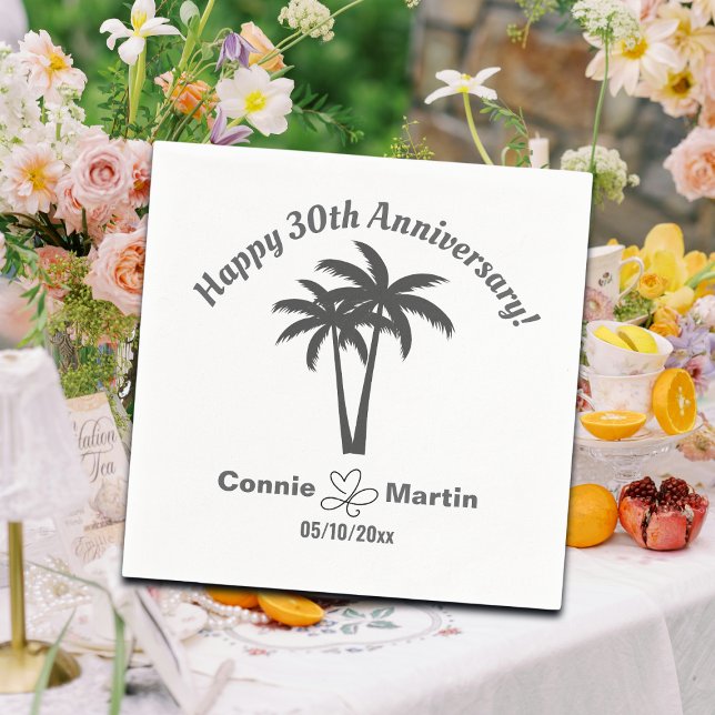 30th Wedding Anniversary Palm Trees Napkin (Creator Uploaded)