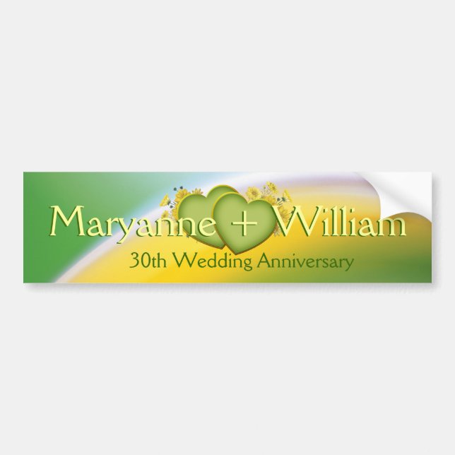 30th Wedding Anniversary Party Decoration Bumper Sticker (Front)