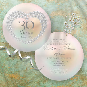30th Wedding Anniversary Pearl Circular Invitation