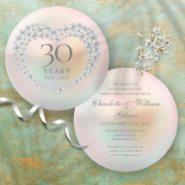 30th Wedding Anniversary Pearl Circular Invitation (Creator Uploaded)