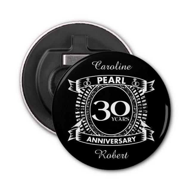 30th wedding anniversary pearl crest bottle opener (Front)