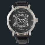 30th wedding anniversary pearl crest watch<br><div class="desc">A romantic design to celebrate your 30th year of marriage. If you would like any help customising this design please contact me, their is an ask this designer button, just below this text. This thirtieth, 30 years wedding anniversary crest has the text pearl as that is the traditional gift for...</div>