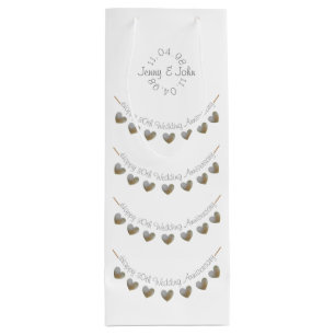 30th Wedding Anniversary pearl heart wine bag