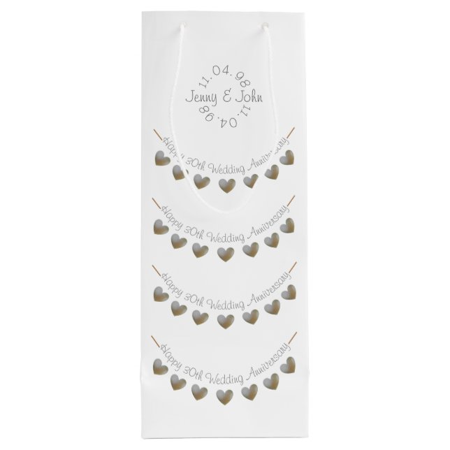 30th Wedding Anniversary pearl heart wine bag (Back)