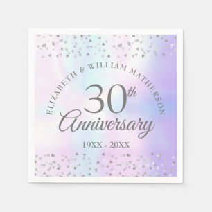 30th Wedding Anniversary Pearl Hearts Confetti  Napkin