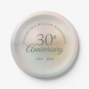 30th Wedding Anniversary Pearl Paper Plate