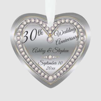 30th Wedding Anniversary Pearl Photo Keepsake Ornament