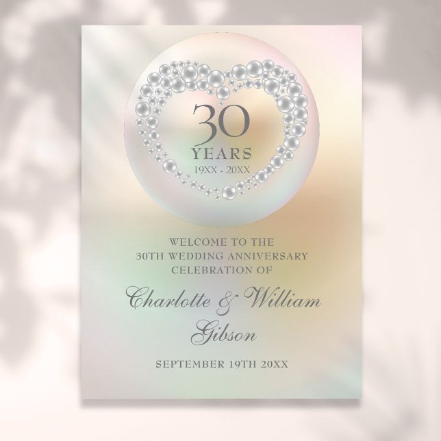30th Wedding Anniversary Pearl Welcome Sign (30th Wedding Anniversary Pearl Welcome Sign)