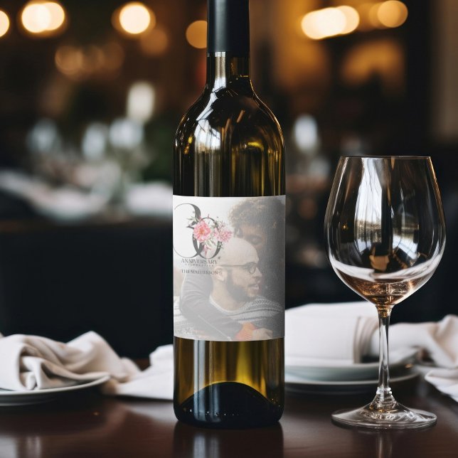 30th Wedding Anniversary Photo Wine Bottle Label  (Birthday Depot Party Supplies Trendy Stylish
30th Wedding Anniversary Photo Wine Bottle Label)